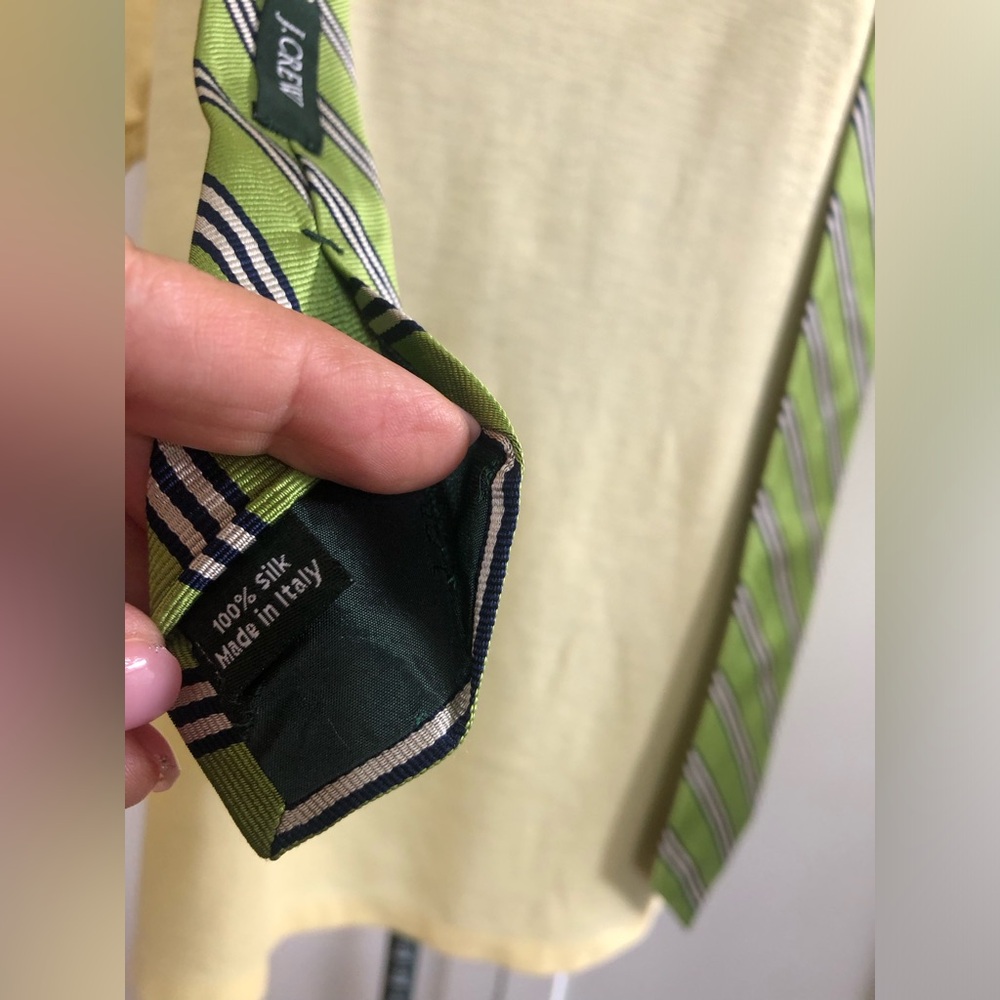 J. Crew Green Striped Silk Imported Tie - Picture 13 of 15